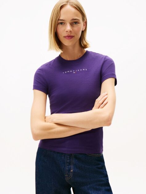 Μωβ Slim T-Shirt Με Linear Σχέδιο  Γυναίκες