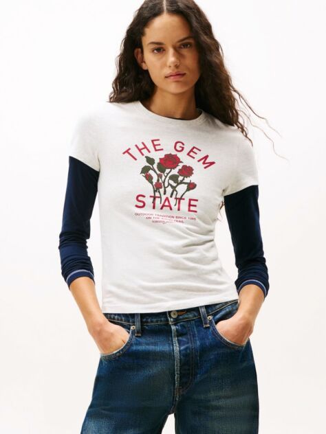 Γκρι T-Shirt Σε Slim Γραμμή Με Σχέδιο  Γυναίκες