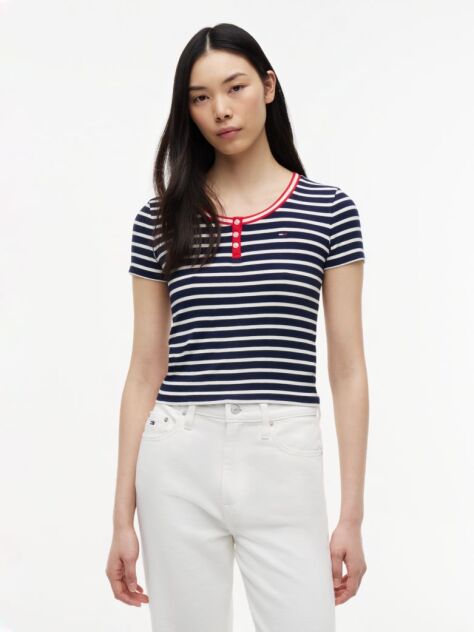 Multi Henley T-Shirt Σε Στενή Γραμμή  Γυναίκες