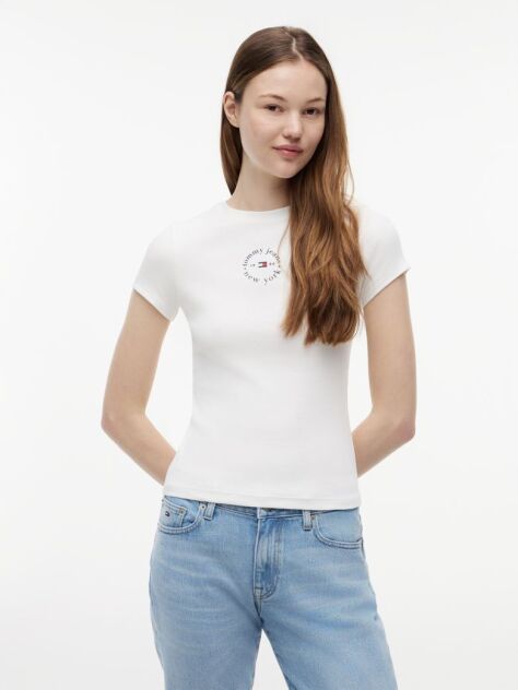 Μπεζ T-Shirt Σε Στενή Γραμμή  Γυναίκες
