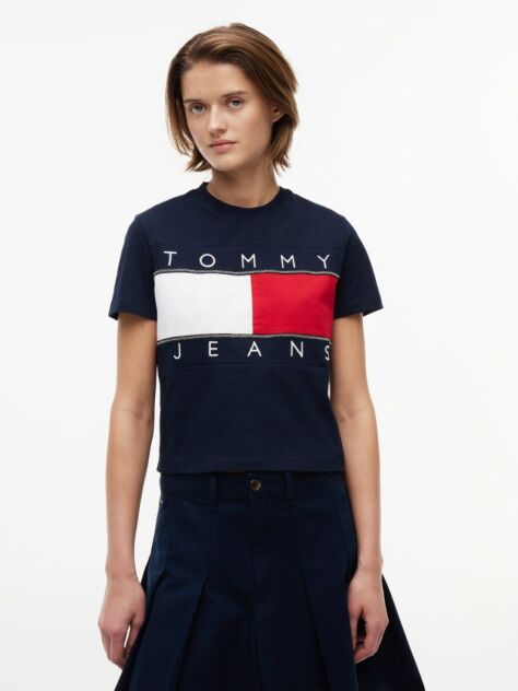 Μπλε T-Shirt Με Λογότυπο Σημαίας  Γυναίκες