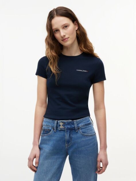 Μπλε T-Shirt Jersey Σε Στενή Γραμμή  Γυναίκες