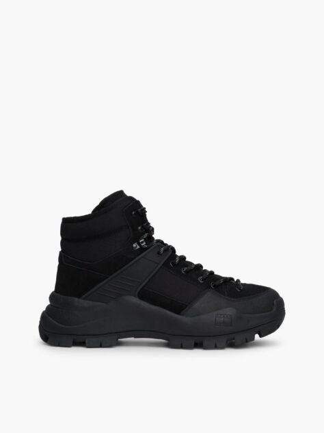 Black Leather Cleat Hybrid Boots  Men