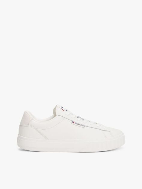Άσπρο Essential Δερμάτινα Sneakers Με Λεπτομέρειες Σε Αντίθεση  Γυναίκες