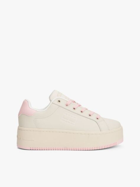 Ροζ Essential Δερμάτινα Sneakers Με Σόλα Flatform  Γυναίκες