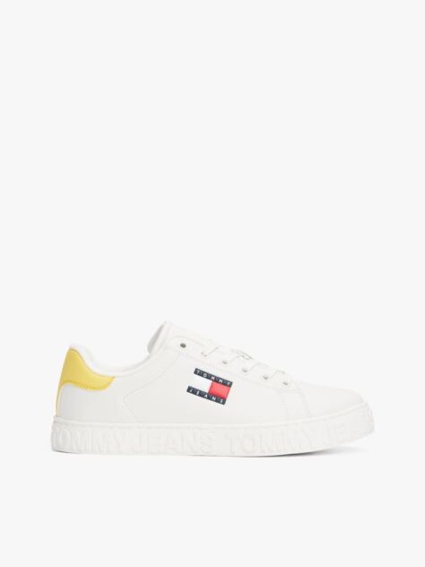 Yellow Logo Embossed Contrast Trainers  Women