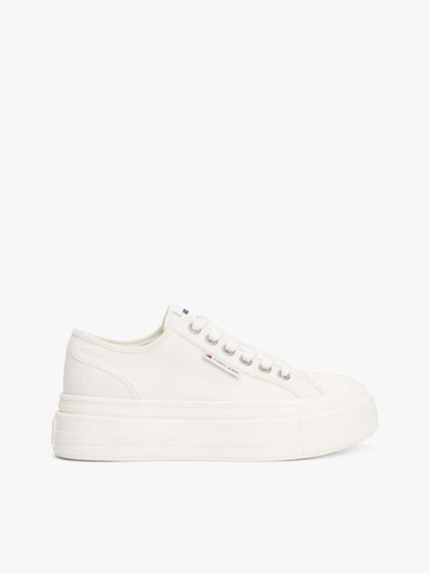 Άσπρο Denim Sneakers Σε Στιλ Πλατφόρμας  Γυναίκες