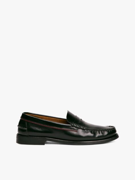 Μαύρο Δερμάτινα Loafers Με Ανάγλυφο Λογότυπο  Άνδρες