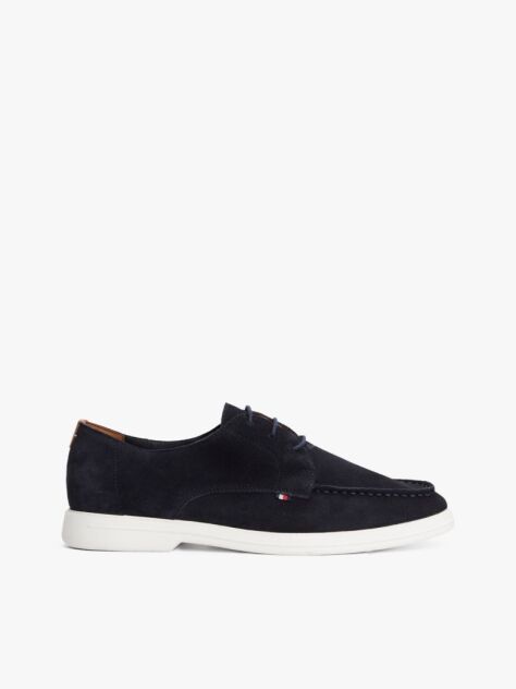 Blue Suede Moc Toe Derby Shoes  Men