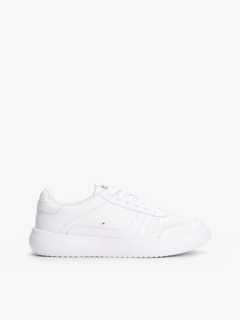 White Lightweight Leather Trainers  Men