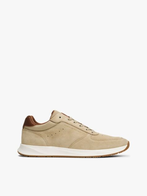 Beige Suede Hybrid Trainers  Men