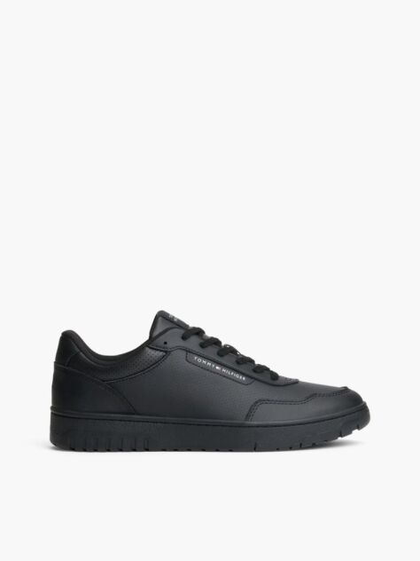Μαύρο Δερμάτινα Sneakers Με Μίξη Υφών  Άνδρες