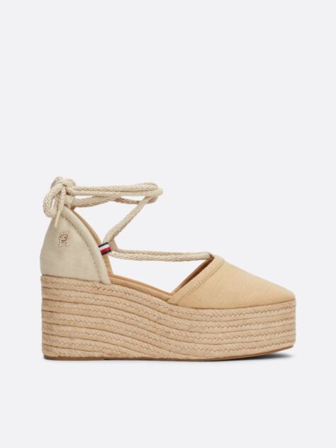 Beige Linen Rope Detail Wedge Heel Sandals  Women