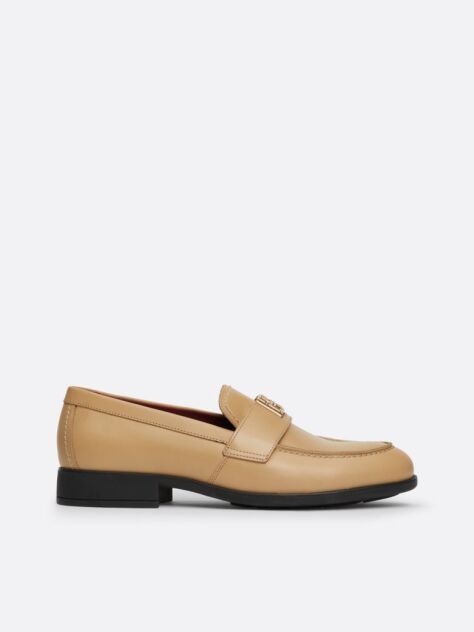 Beige Elevated Leather Loafers  Women