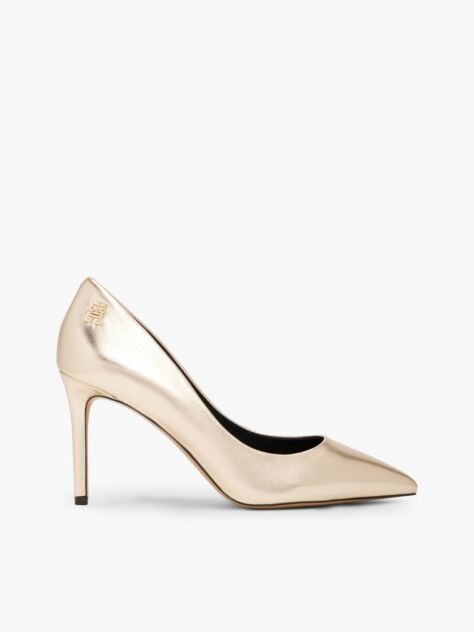 Gold Metallic Leather Pointed Stiletto Heels  Women