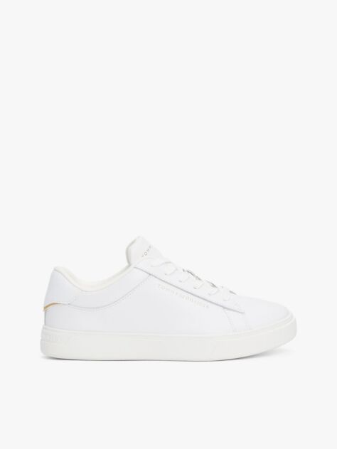 Άσπρο Essential Δερμάτινα Sneakers Με Μεταλλικές Λεπτομέρειες  Γυναίκες