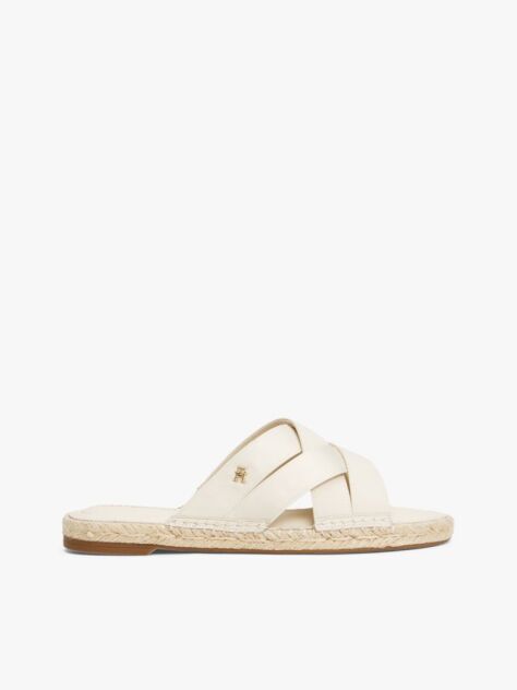 Beige Satin Espadrille Mules  Women
