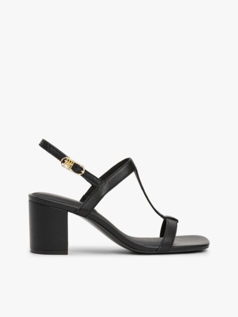 Black Leather Block Heel Sandals  Women