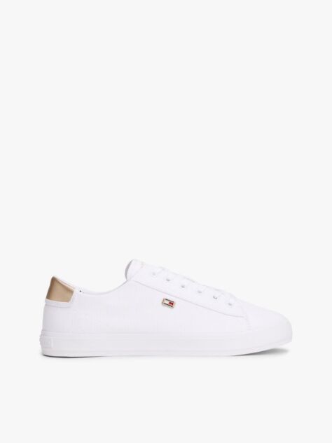 Άσπρο Sneakers Από Canvas Με Μεταλλική Λεπτομέρεια  Γυναίκες