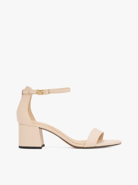 Pink TH Monogram Leather Block Heel Sandals  Women