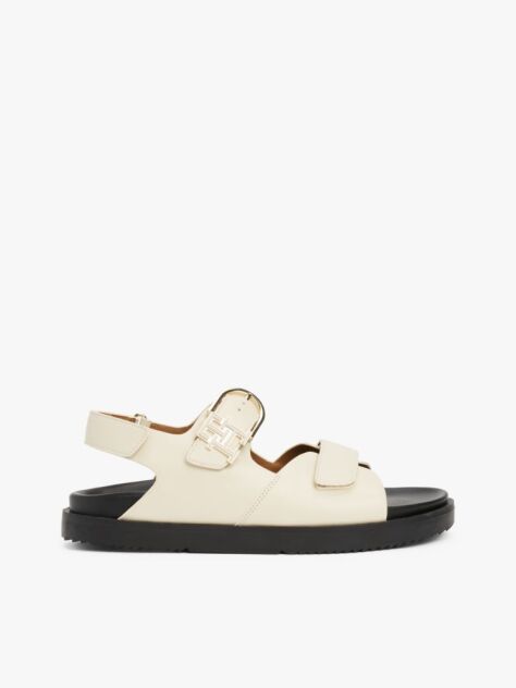Beige TH Monogram Leather Cleat Sandals  Women