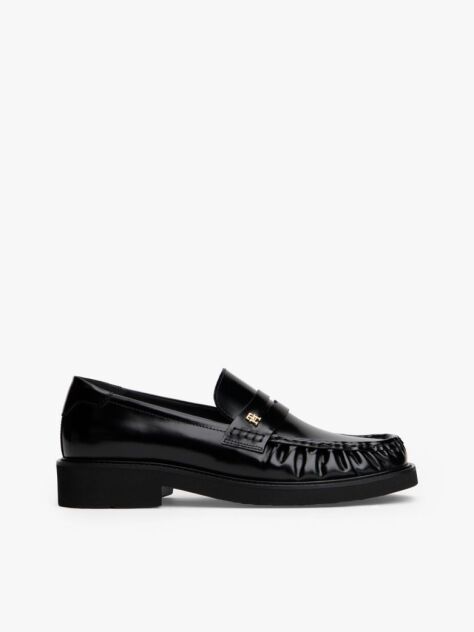 Μαύρο Δερμάτινα Loafers Με Τετράγωνη Μύτη  Γυναίκες