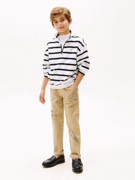 Beige Print Chinos  Boys