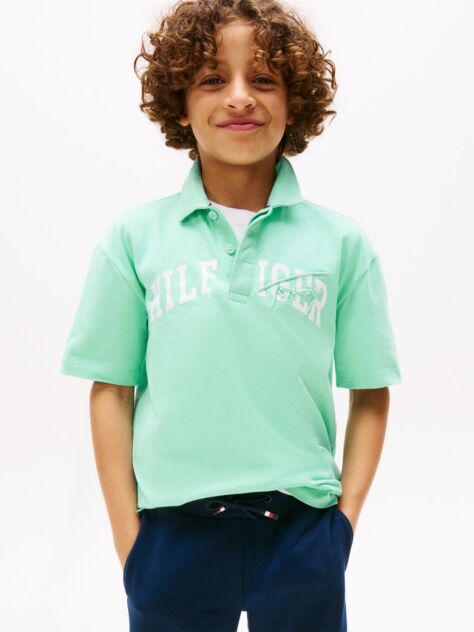 Green Mixed Logo Regular Fit Polo Shirt  Boys