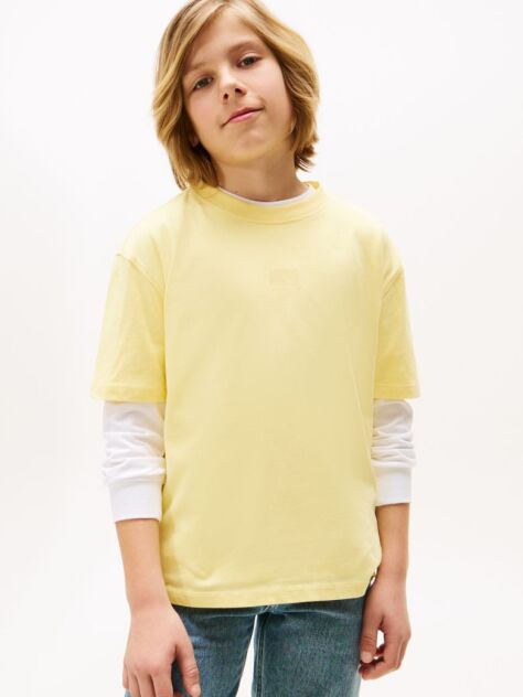 Κίτρινο T-Shirt Με Tonal Κεντητή Σημαία  Αγόρια