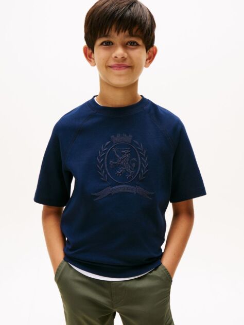 Μπλε Tonal TH Crest T-Shirt Με Κλασική Λαιμόκοψη  Αγόρια