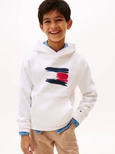 Άσπρο Hoody Με Σημαία Hilfiger  Αγόρια