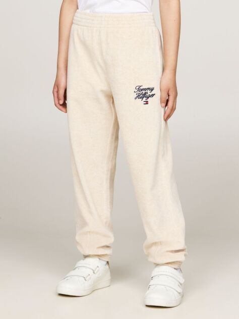 Beige Velour Cuffed Joggers  Girls