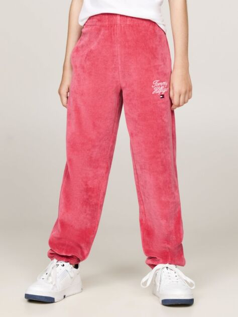 Red Velour Cuffed Joggers  Girls