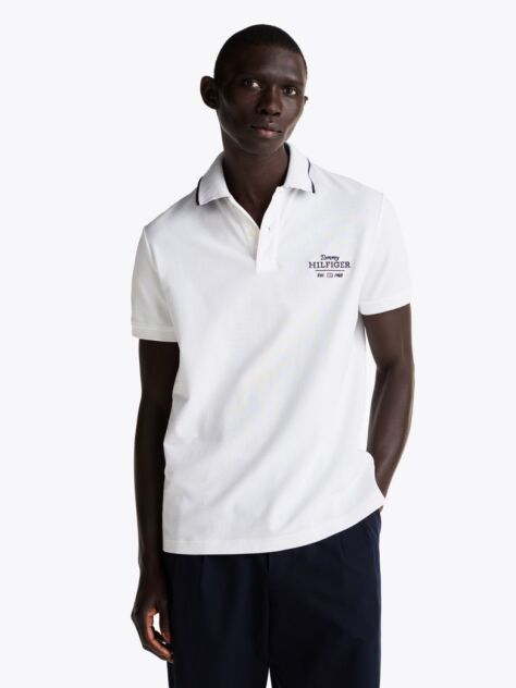 White Logo Embroidery Polo  Men