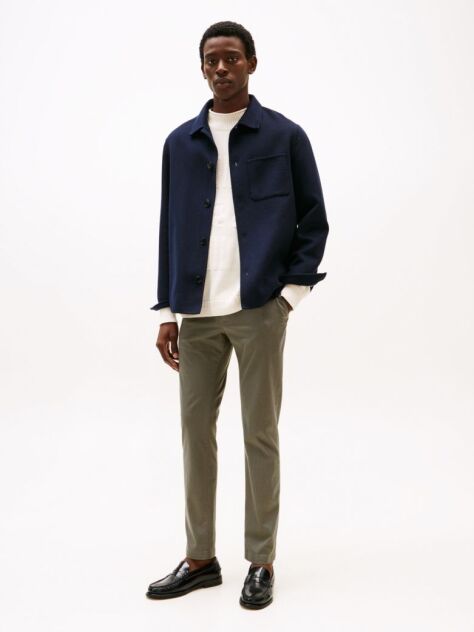 Grey Slim Flag Embroidery Chinos  Men