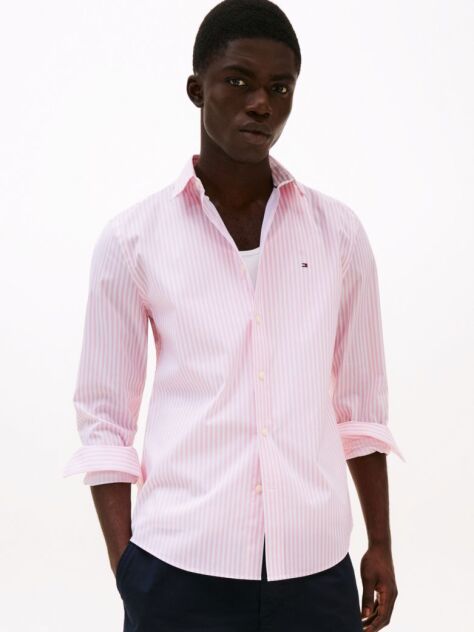 White Regular Fit Stripe Shirt  Men
