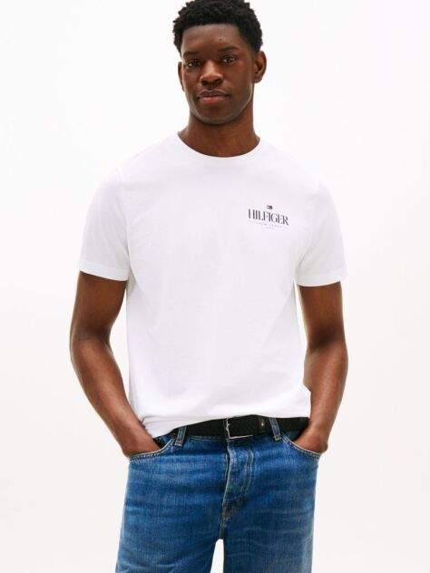 Άσπρο T-Shirt Με Κλασική Λαιμόκοψη Και Λογότυπο  Άνδρες