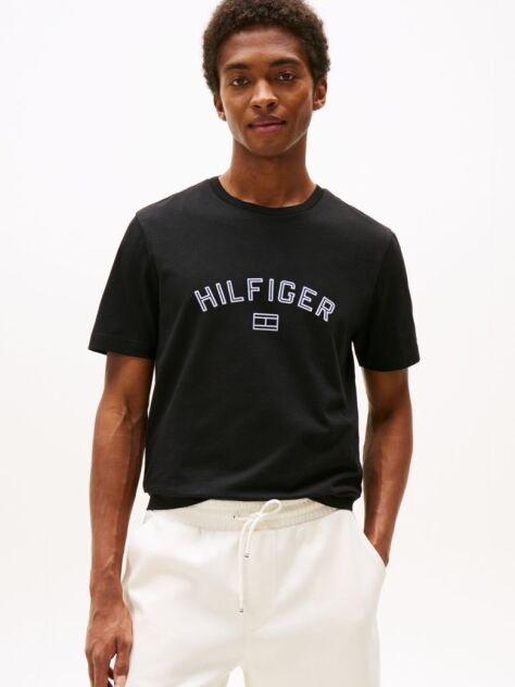 Μαύρο Hilfiger T-Shirt Με Flock Λογότυπο  Άνδρες