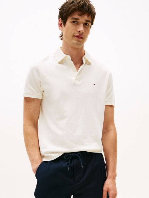 Beige Open Knit Regular Polo Shirt  Men