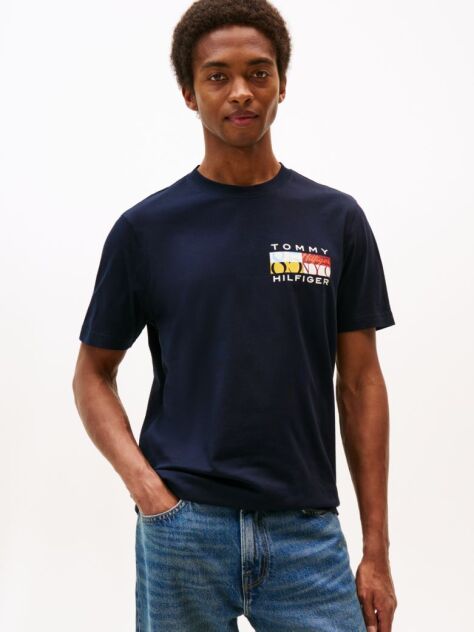 Blue Logo Print Jersey Crew Neck T-Shirt  Men