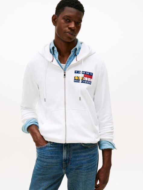 White TH Colour Flag Zip Through Hoodie  Men