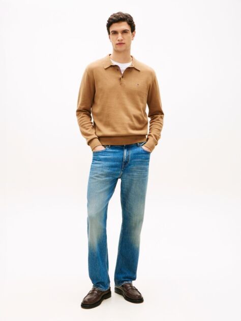 Blue Relaxed Straight Leg Jeans  Men