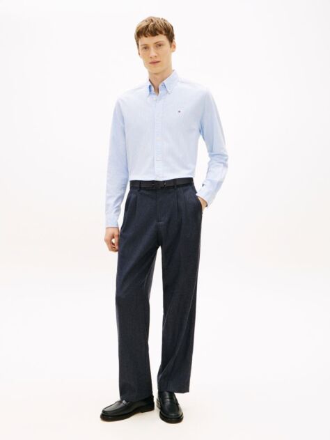 Μπλε Smart Casual Παντελόνι Με Μάλλινο Φινίρισμα  Άνδρες