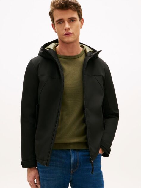 Black Tech Water Repellent Thermal Padded Jacket  Men