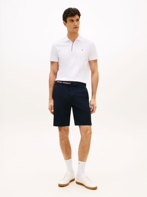 Blue Denton Belted Twill Slim Bermuda Shorts  Men