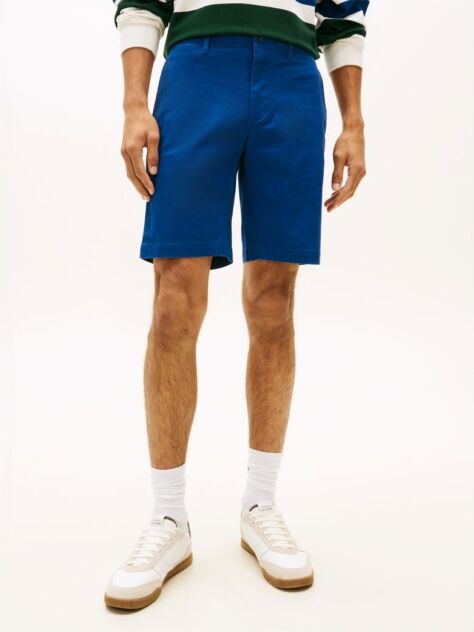 Blue Denton Twill Slim 9.5" Inseam Bermuda Shorts  Men