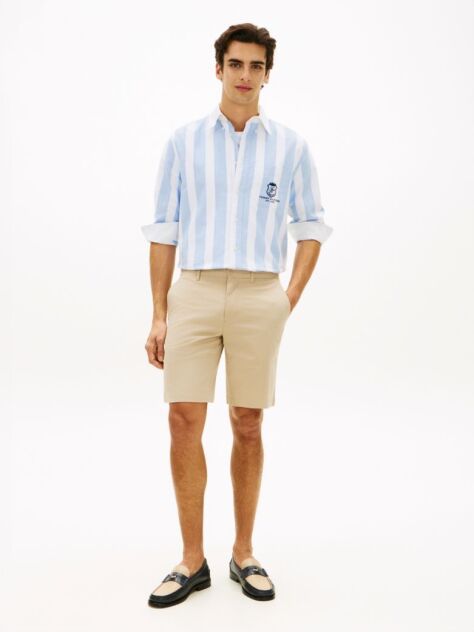 Beige Denton Twill Slim 9.5" Inseam Bermuda Shorts  Men