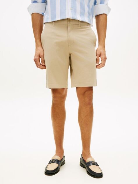 Beige Denton Twill Slim 9.5" Inseam Bermuda Shorts  Men