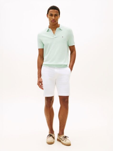 White Denton Twill Slim 9.5" Inseam Bermuda Shorts  Men