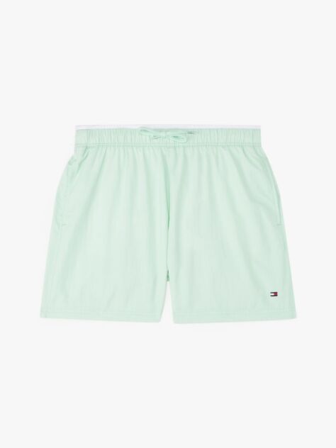 Green Essential Flag Embroidery Mid Length Swim Shorts  Boys